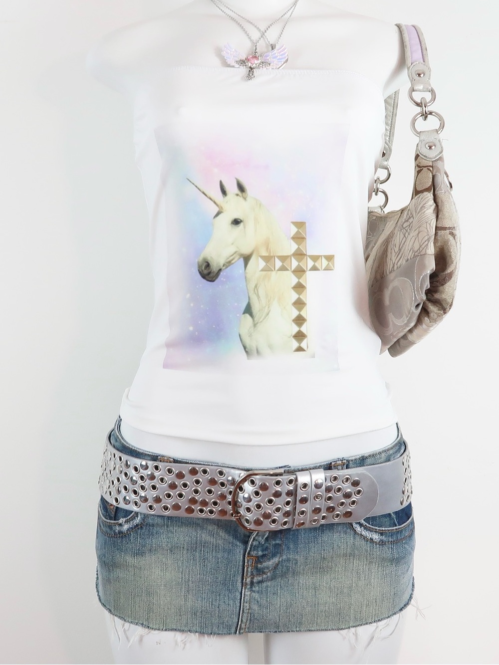 unicorn cross graphic white tube top bandeau